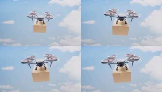 无人机与货物运输物流概念三维渲染高清在线视频素材下载