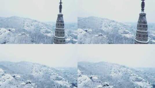 杭州西湖保俶塔雪景宝石山雪景浙江雪景高清在线视频素材下载