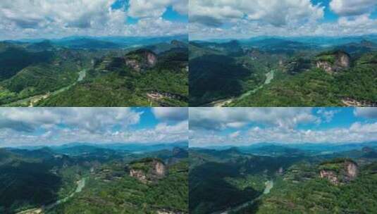 【4K】武夷山玉女峰大王峰九曲溪航拍延时高清在线视频素材下载