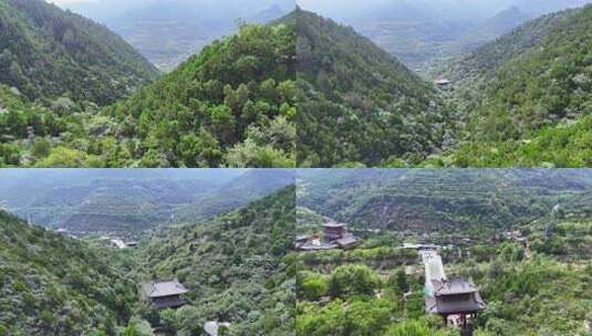 航拍山西太原太山风景区高清在线视频素材下载