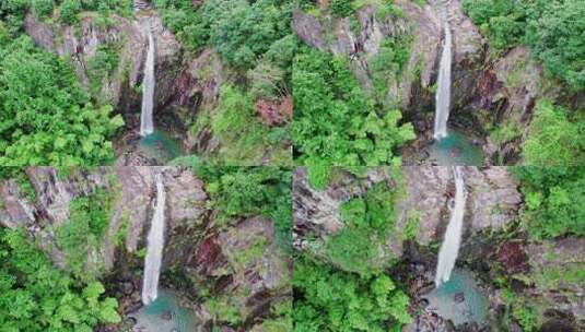 浙江宁波宁海雁苍山瀑布风景航拍高清在线视频素材下载