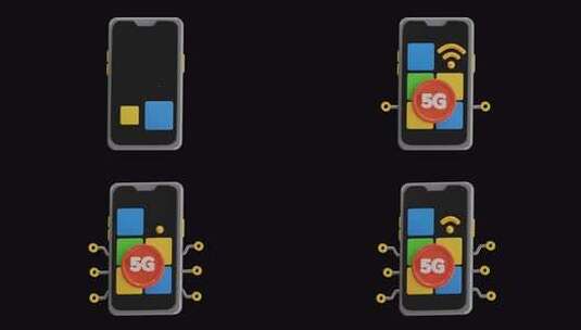 移动 5G 网络 alpha 通道 3D 动画高清在线视频素材下载