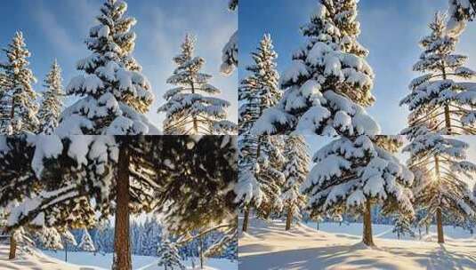 被大雪覆盖的森林构成白色的世界高清在线视频素材下载