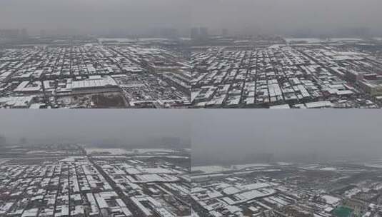 航拍城市雪景石家庄高清在线视频素材下载