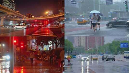 城市雨天出租车网约车滴滴高清在线视频素材下载