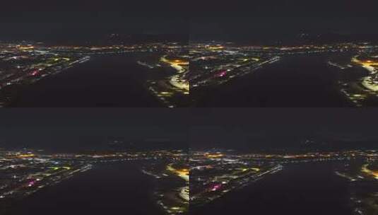 城市河流夜景俯瞰高清在线视频素材下载