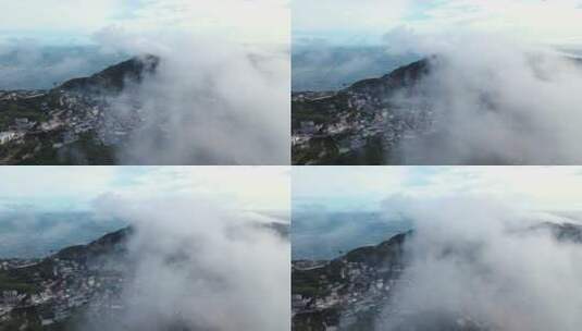 航拍海上云雾缭绕 云从海上来高清在线视频素材下载