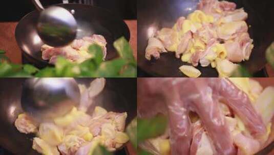 【镜头合集】米酒葱姜腌制鸡肉去腥高清在线视频素材下载