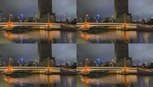 上海封城中的夜晚桥面灯光高清在线视频素材下载