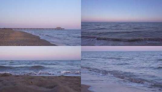 4K海边黄昏晚霞唯美素材海滩海浪沙滩高清在线视频素材下载
