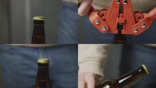 将啤酒盖添加并密封到瓶子上高清在线视频素材下载
