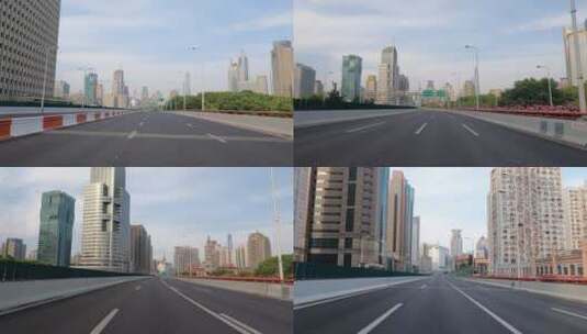 上海封城中的明媚阳光高架路况高清在线视频素材下载