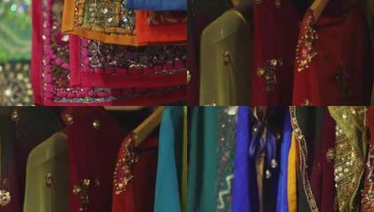 新疆服饰特写、女人在挑选（售价：60）高清在线视频素材下载