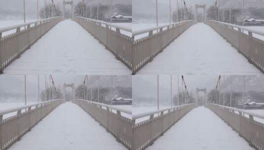 4K拍摄积雪覆盖的桥面高清在线视频素材下载