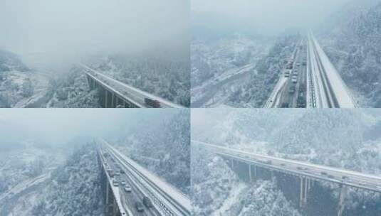 春运高速冰灾雪灾堵车高清在线视频素材下载