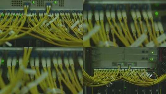 服务器机房光纤交换机布线特写高清在线视频素材下载