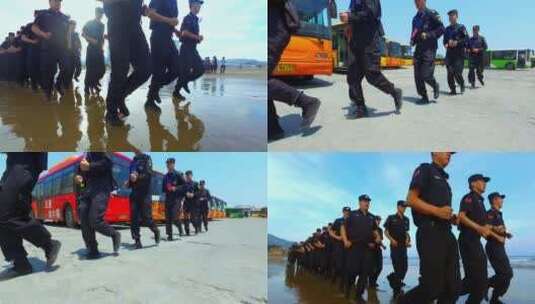 士兵们在海边奔跑高清在线视频素材下载
