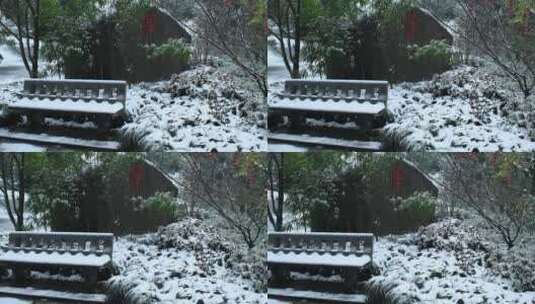 杭州上天竺法喜讲寺下雪天风景高清在线视频素材下载