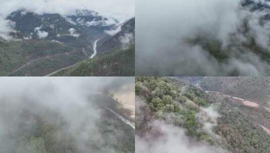 航拍西藏林芝帕隆藏布大峡谷4K云雾穿云高清在线视频素材下载