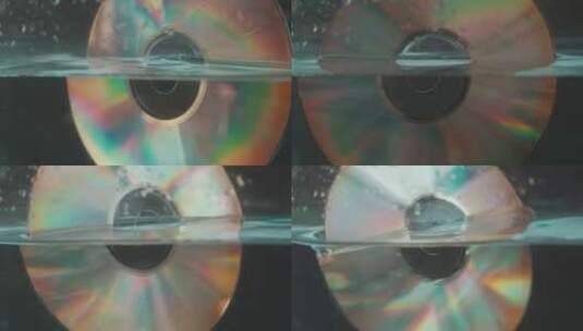 碟片泡在水中高清在线视频素材下载