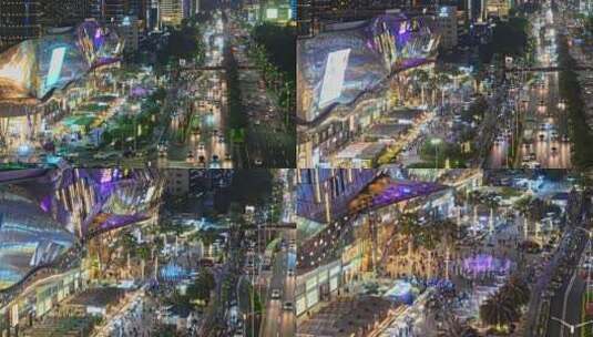广西南宁城市商圈万象城夜景航拍高清在线视频素材下载