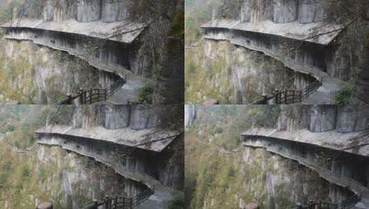 大峡谷绝壁栈道风景高清在线视频素材下载