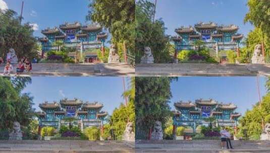 北京红螺寺古牌楼大范围移动延时高清在线视频素材下载