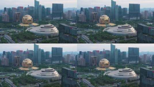 【4K】杭州钱江新城CBD航拍环绕高清在线视频素材下载