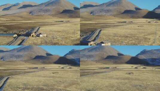 航拍青海西宁高原山脉藏族村落高清在线视频素材下载