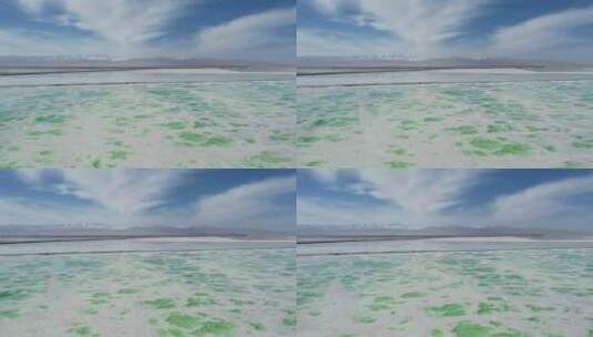 鸟瞰青海海西州茫崖翡翠湖盐湖风光高清在线视频素材下载