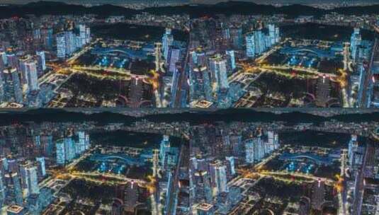 深圳大景夜景航拍市民中心高清在线视频素材下载