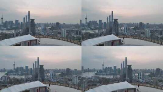 上海外滩爬楼航拍高清在线视频素材下载