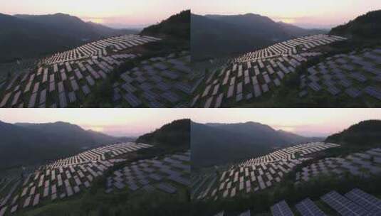 航拍山顶太阳能光伏发电站高清在线视频素材下载