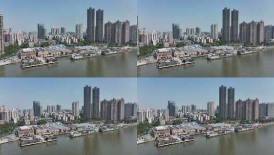 航拍广州太古仓著名码头景点高清在线视频素材下载