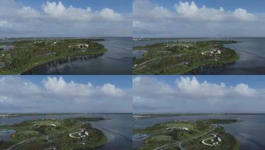 【4K30帧】上海滴水湖北岛航拍高清在线视频素材下载