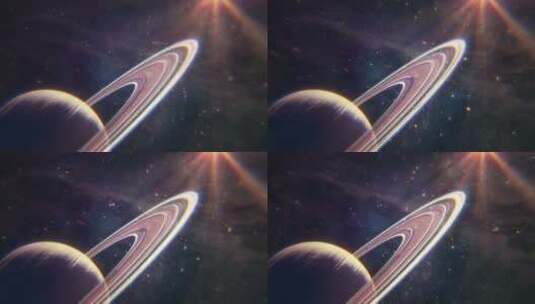 土星环在太空中旋转高清在线视频素材下载