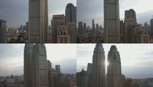 城市双子大厦高清在线视频素材下载