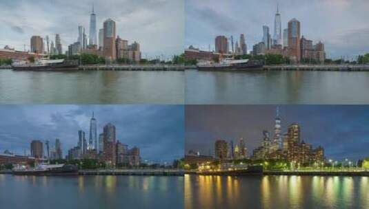 纽约市中心夜景延时摄影高清在线视频素材下载