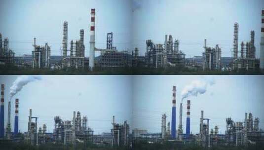 中石油炼油厂大烟囱高清在线视频素材下载