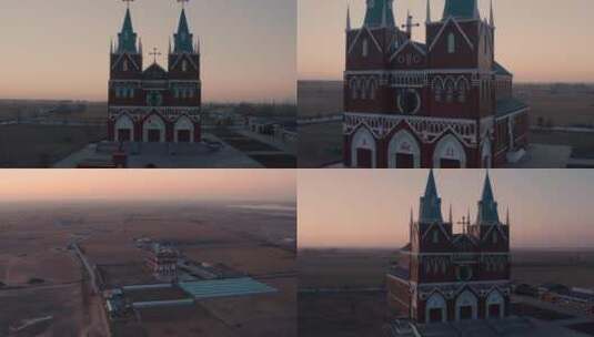 鄂托克前旗天主教堂高清在线视频素材下载