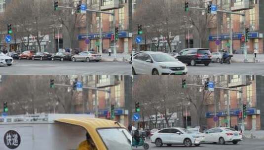十字路口红绿灯车流高清在线视频素材下载