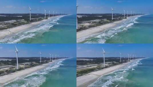 海边风力发电风车航拍高清在线视频素材下载