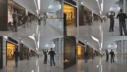 高端商场人群穿梭三维镜头高清在线视频素材下载