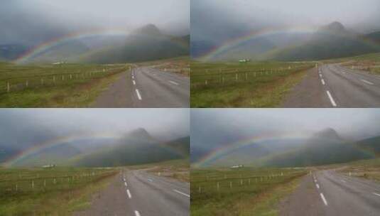 彩虹在绿色的乡村景观时间流逝高清在线视频素材下载
