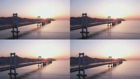 大连跨海大桥日出高清在线视频素材下载
