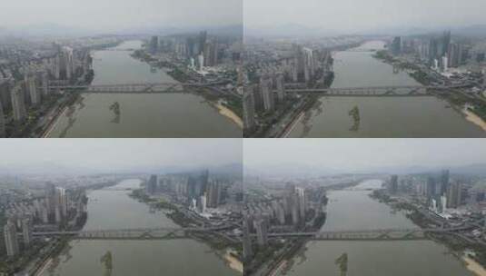 4k  航拍福州闽江沿岸城市风貌高清在线视频素材下载