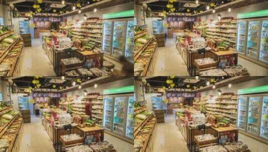4k生鲜超市延时力源食品售卖高清在线视频素材下载