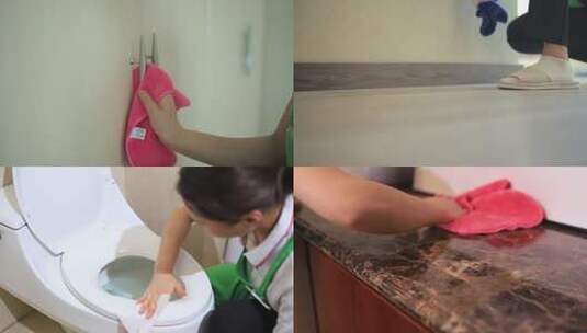 家政服务室内保洁清洁工高清在线视频素材下载