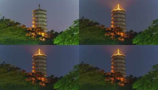 中国深圳福塔夜景长焦固定机位延时摄影高清在线视频素材下载