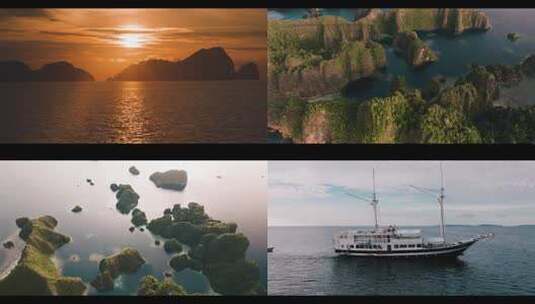 FPV无人机航拍四王岛游艇航行抵达印尼高清在线视频素材下载